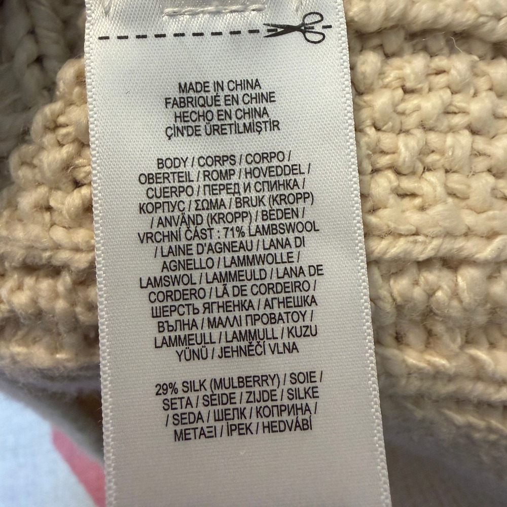 Ralph Lauren Double RL Cable Knit Wool Silk Sweater Dress Cream Mock Neck Medium - Picture 4 of 16
